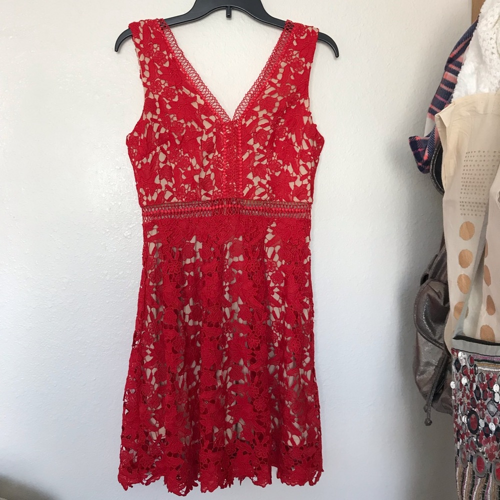 Alta Red/Nude Crochet dress